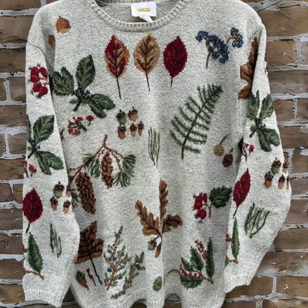 Vintage Talbots Size M Embroidered Fall Leaf Sweater